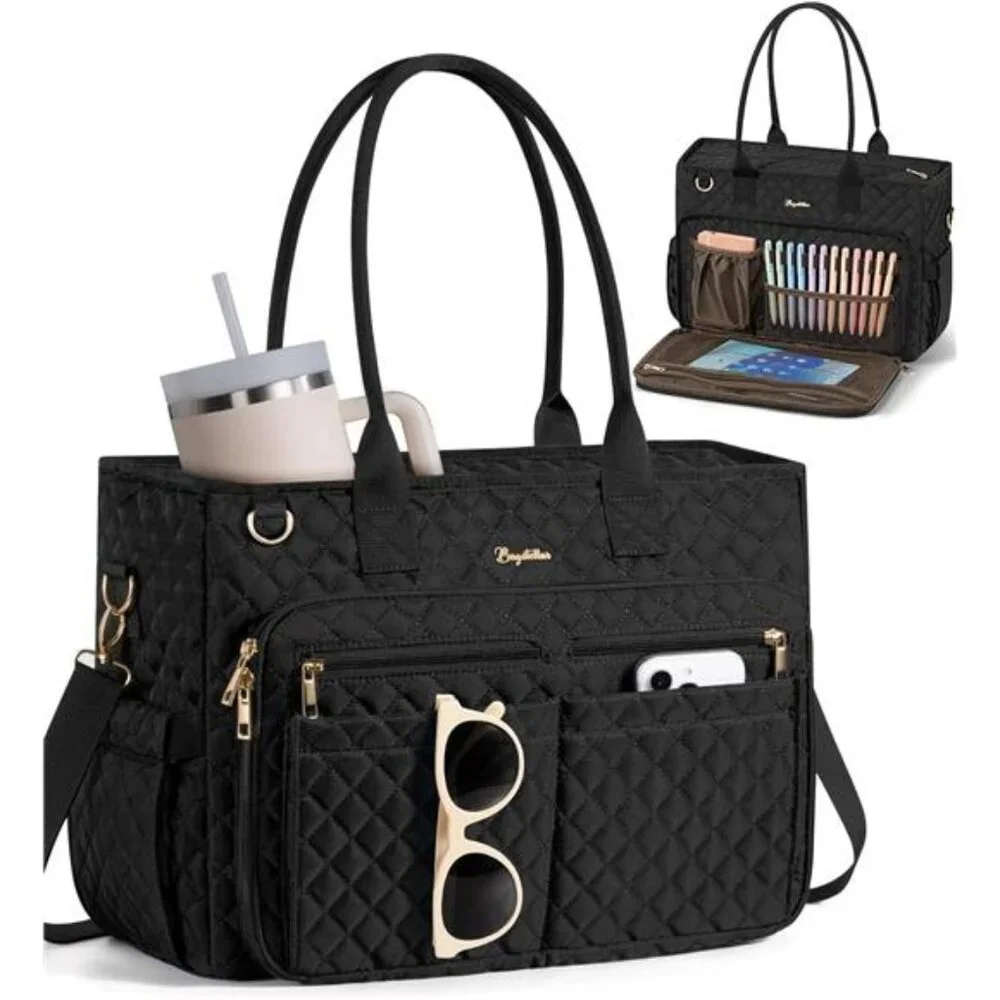 Teacher Bags for Women 15.6 inch Laptop Work Tote Bag Quilted Nurse Bag